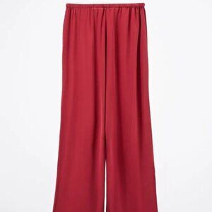 ZARA Red Satin Drawstring Pajamas Trouser Pants NWT S